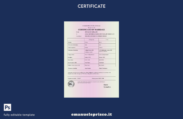 stile verificato Australia Certificato di matrimonio del Commonwealth of Austral